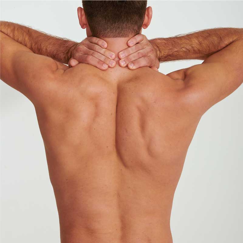 Man's back, shoulders and neck